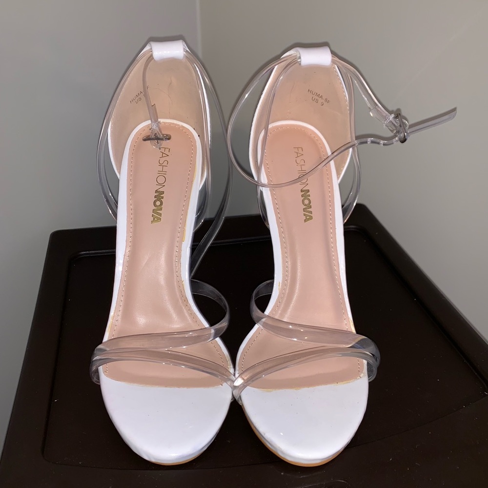 Clear and white heels! Good condition
